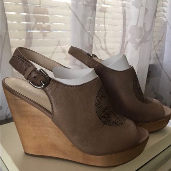 COACH Jade wooden Wedge sling back Sandals - Picture 3 of 8